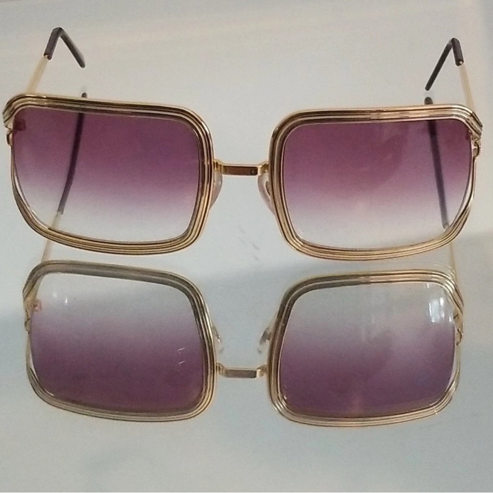 VINTAGE Chloe Gold & Purple Gradient Square Sunglasses